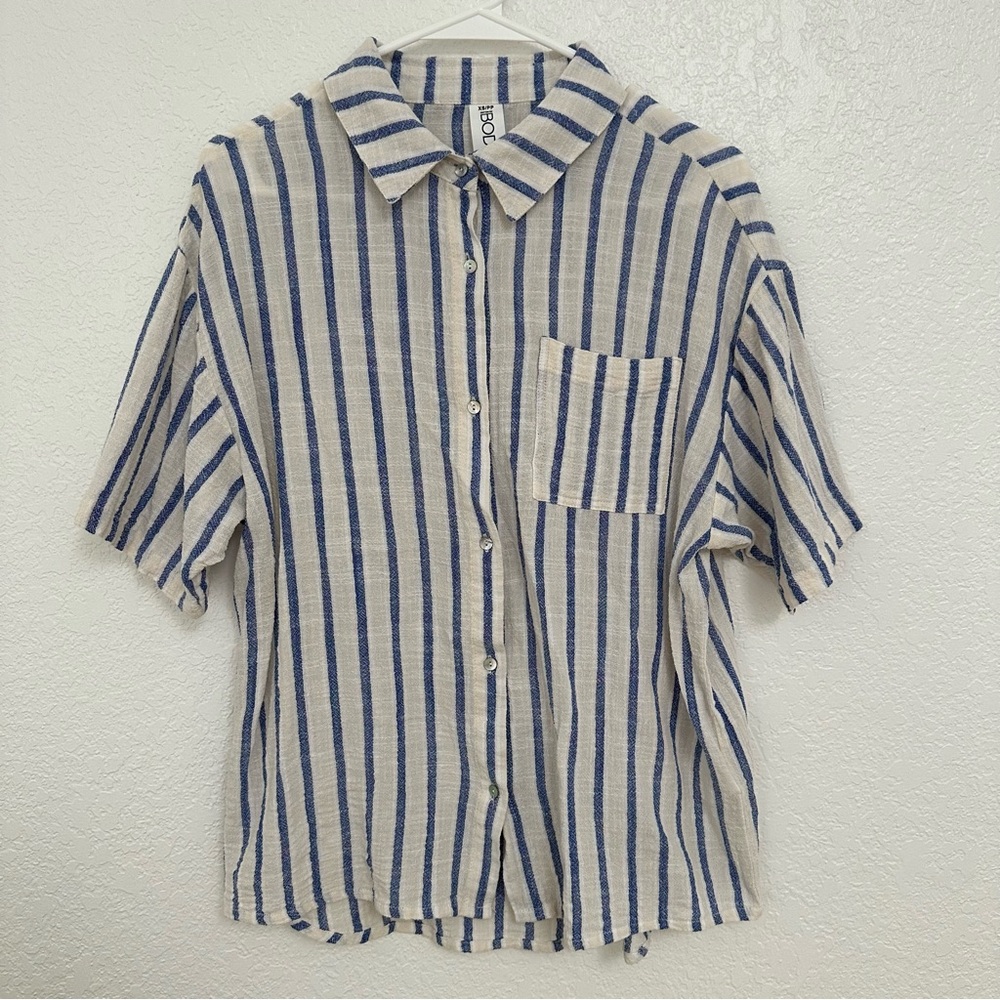 Cotton On Blue and Cream Striped Top